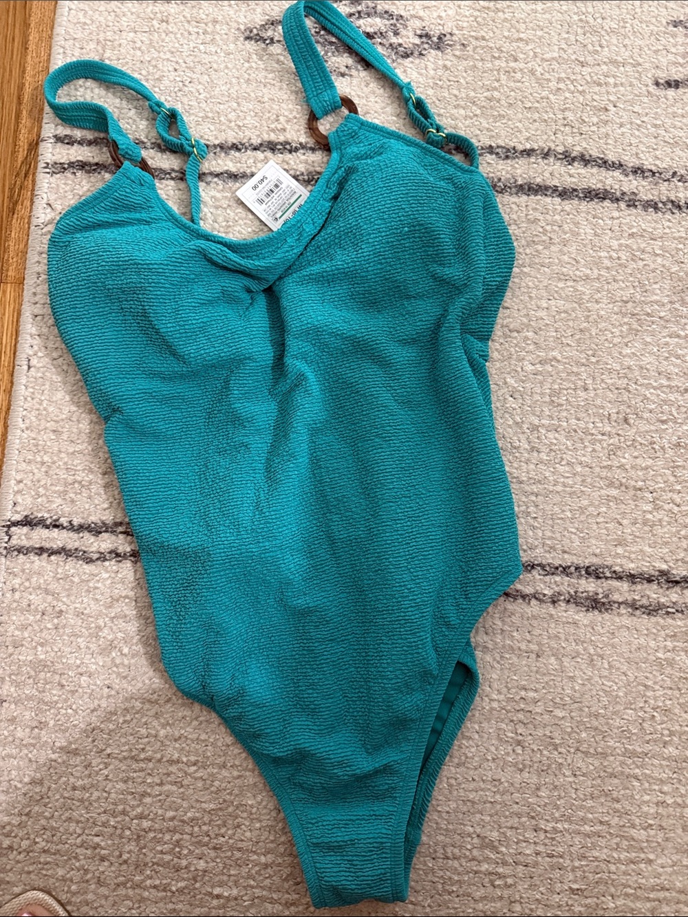 Shade & Shore Teal Textured One-Piece Swimsuit NEW with tags!